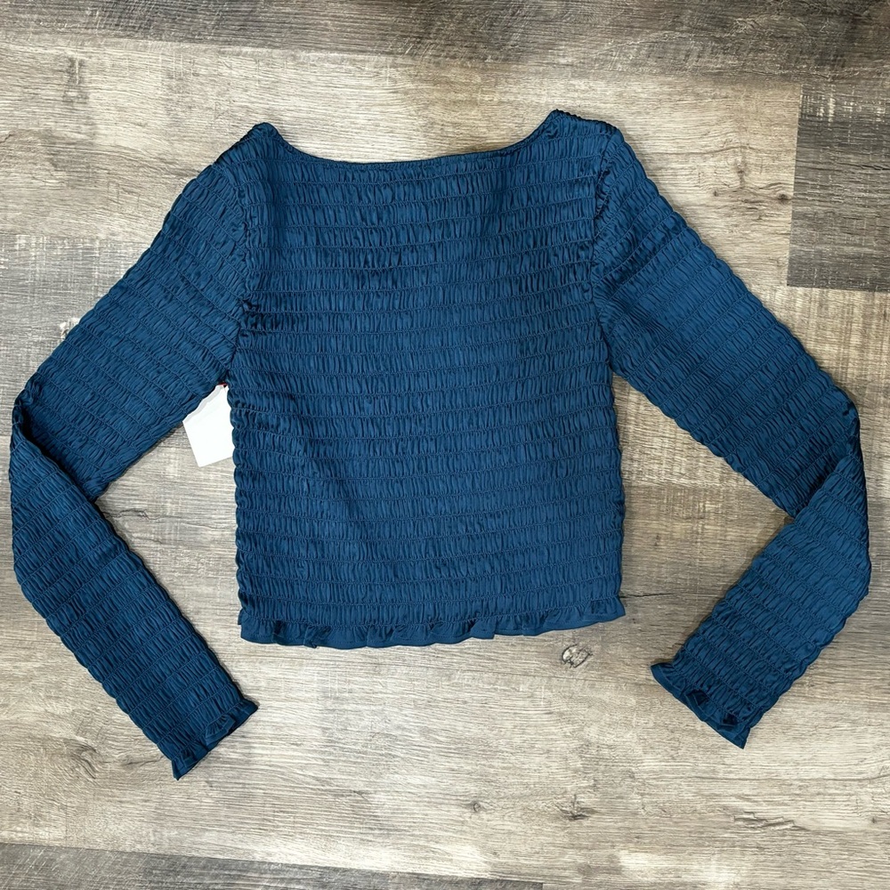 Open Edit, women’s long-sleeved, shirred, cropped top, NWT